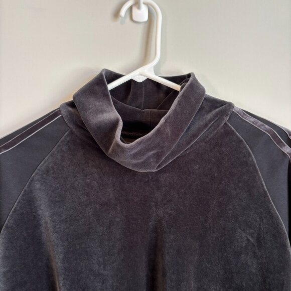 Adidas Women's Size Medium Sweater Velour Mock Neck Cropped Black Loungewear - Picture 6 of 10